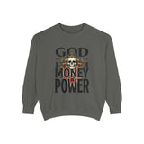 God Money Power- Sweatshirt — Skull Crown Graphic Crewneck