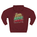 God Money Power Hoodie — Graphic Fleece Pullover with Crown Logo