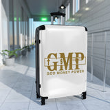Carry-On Suitcase — 'GMP: God Money Power' Gold Logo Travel Luggage