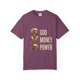 T-Shirt — GVMP Gold Graphic: "God Money Power" Statement Tee