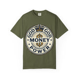 God Money Power T-Shirt — Crown Emblem Graphic Tee (God • Money • Power)