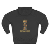 God Money Power Hoodie — Crown & Coin Vertical Graphic Fleece Hoodie
