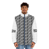 GMP Logo Puffer Jacket — Black & White All-Over Printed Men’s Jacket