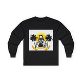Long Sleeve Tee — Tropical Savior Graphic (Palm Trees & Sunburst)
