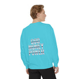 Graphic Sweatshirt - "God Money Power" Blue Retro Streetwear Crewneck