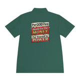 Men's Motivational Polo — "Put GOD First, Hustle For The Money, Put Yourself In Power"