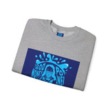 Crewneck Sweatshirt — 'God Money Power' Blue Graphic Pullover