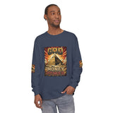 Long Sleeve T‑Shirt — "God Money Power" Pyramid Graphic