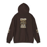 Money Power Hoodie — Gold Coin Stack Graphic Hooded Sweatshirt