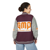 Letterman Jacket — "GMP (God Money Power)" Red & White Varsity Jacket