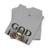 Graphic Tee — "God Money Power" Skull Design