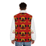 Puffer Jacket - 'God Money Power' Red Tropical Graphic