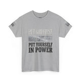 Inspirational Faith Tee — "Put God First, Hustle for the Money, Put Yourself in Power"