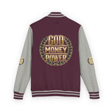 Letterman Jacket — "God Money Power" Bold Crest Varsity Jacket