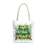 Tote Bag — "God Money Power" Bold Graphic Tote for Faith & Hustle
