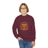 Youth Crewneck Sweatshirt — Vintage Halloween Pumpkin "GOD MONEY POWER"