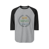 Raglan Shirt - God Money Power Vintage Laurel Baseball Tee