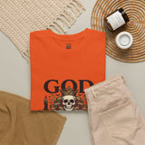 Graphic Tee — "God Money Power" Skull Design