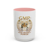 GMP Tiger Accent Coffee Mug — "God Money Power" Motivational 11/15oz Ceramic Mug