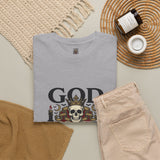 Graphic Tee — "God Money Power" Skull Design