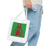 Jesus Face Mask Tote Bag – Green & Red Religious Graphic Shopper