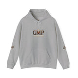 GMP Logo Hoodie — Classic White Pullover with Subtle Gold Accent