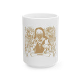 God Money Power Ceramic Mug — Edgy Religious Street Art Coffee Cup (11oz/15oz)