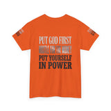 Inspirational Faith Tee — "Put God First, Hustle for the Money, Put Yourself in Power"