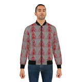 Men's Bomber Jacket – Retro Red Patterned Hoodie Figure All-Over Print