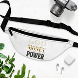 Fanny Pack — "God Money Power" White Statement Waist Bag