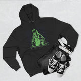 Religious Graphic Hoodie — 'God Money Power' Green Icon Print