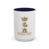 Accent Coffee Mug — "God Money Power" Crown & Wealth Icon Ceramic Mug (11/15oz)