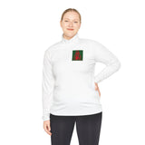 Quarter-Zip Pullover — Red & Green Sacred Heart Madonna Graphic