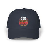 God Money Power Dad Cap – Black Embroidered Baseball Hat