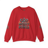 Crewneck Sweatshirt — "God Money Power" Graphic Pullover