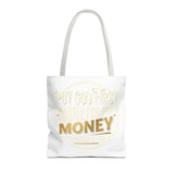Inspirational Faith Tote Bag — "Put God First, Hustle for the Money" All-Over Print