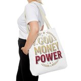 God Money Power- Tote Bag – Inspirational Faith & Prosperity Canvas Tote