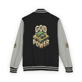 God Power Letterman Jacket — Retro Faith Varsity Coat