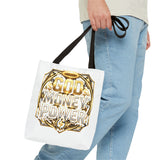 Tote Bag — "God Money Power" Gold Graphic Tote for Faith & Hustle