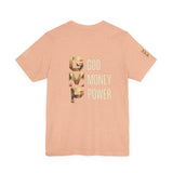 GVP 'God Money Power' Graphic Tee – Gold Lettering Christian Streetwear