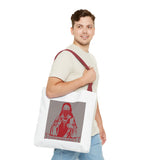 God Money Power Tote Bag - Red Graphic Religious Icon Design