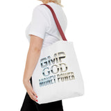 Money Power Tote Bag — 'GMP GOD' Metallic Typographic Canvas Tote