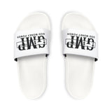 Youth Slide Sandals - 'GMP God Money Power' White Removable-Strap Slides