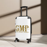 Carry-On Suitcase — 'GMP: God Money Power' Gold Logo Travel Luggage