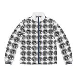 Monogram Pattern Puffer Jacket — Black & White All-Over Print