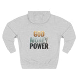 God Money Power Hoodie — Bold Religious & Motivational Graphic Pullover