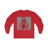 Long Sleeve Tee — 'God Money Power' Stenciled Icon Design