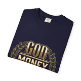 God Money Power T-Shirt — Bold Gold Laurel Graphic Tee
