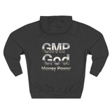 GMP God Money Power Hoodie — Metallic Text Graphic Fleece Hoodie