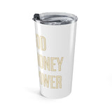 20oz Inspirational Tumbler — "God, Mom, Power" Gold Script Travel Mug